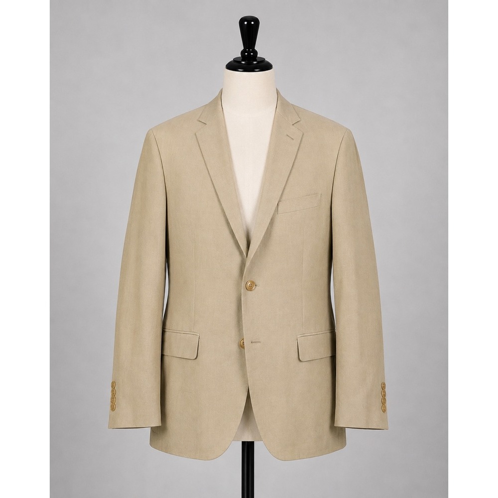 Mens Tan 100% Linen Two Button Blazer Sport Coat 42S Quiet Luxury Capsule Closet